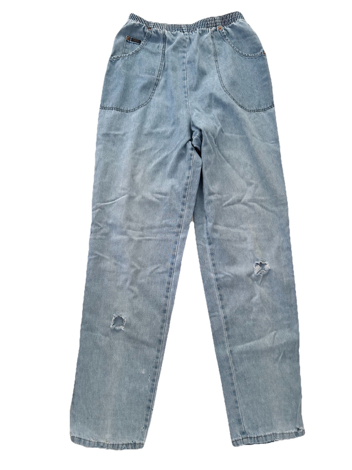 Vintage 90s Chic Distressed High Rise Mom Jeans Denim Womens 8 Light Wash Pants