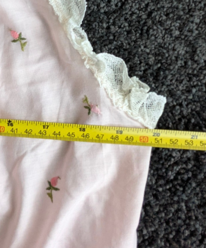 Vintage Leonora Pink 2pc Pajamas PJs 1960s Sz Small Babydoll Embroidered Roses