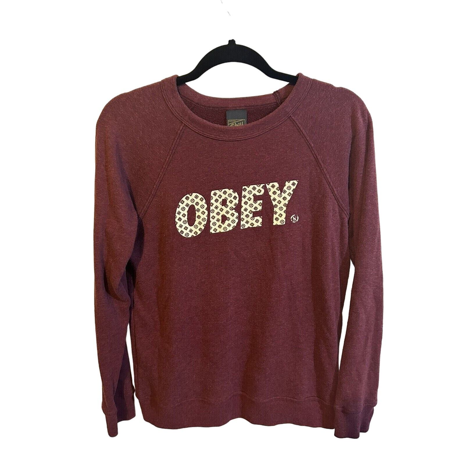 OBEY Sweatshirt Maroon Crewneck Women’s Sz Medium Made in USA VTG
