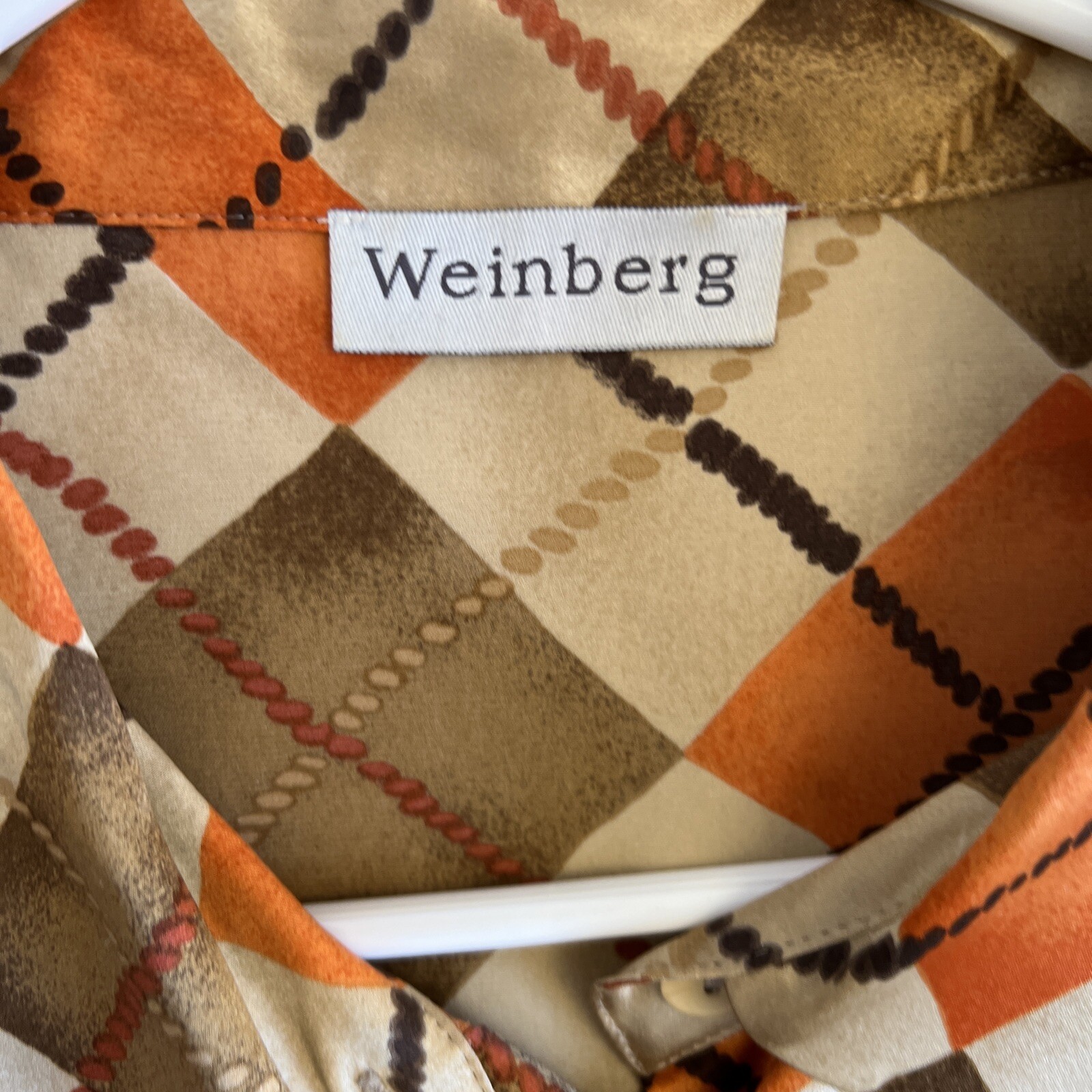 Weinberg Multicolor Silk Long Sleeve Shirt Size XL/Eur 56 Made In Paris