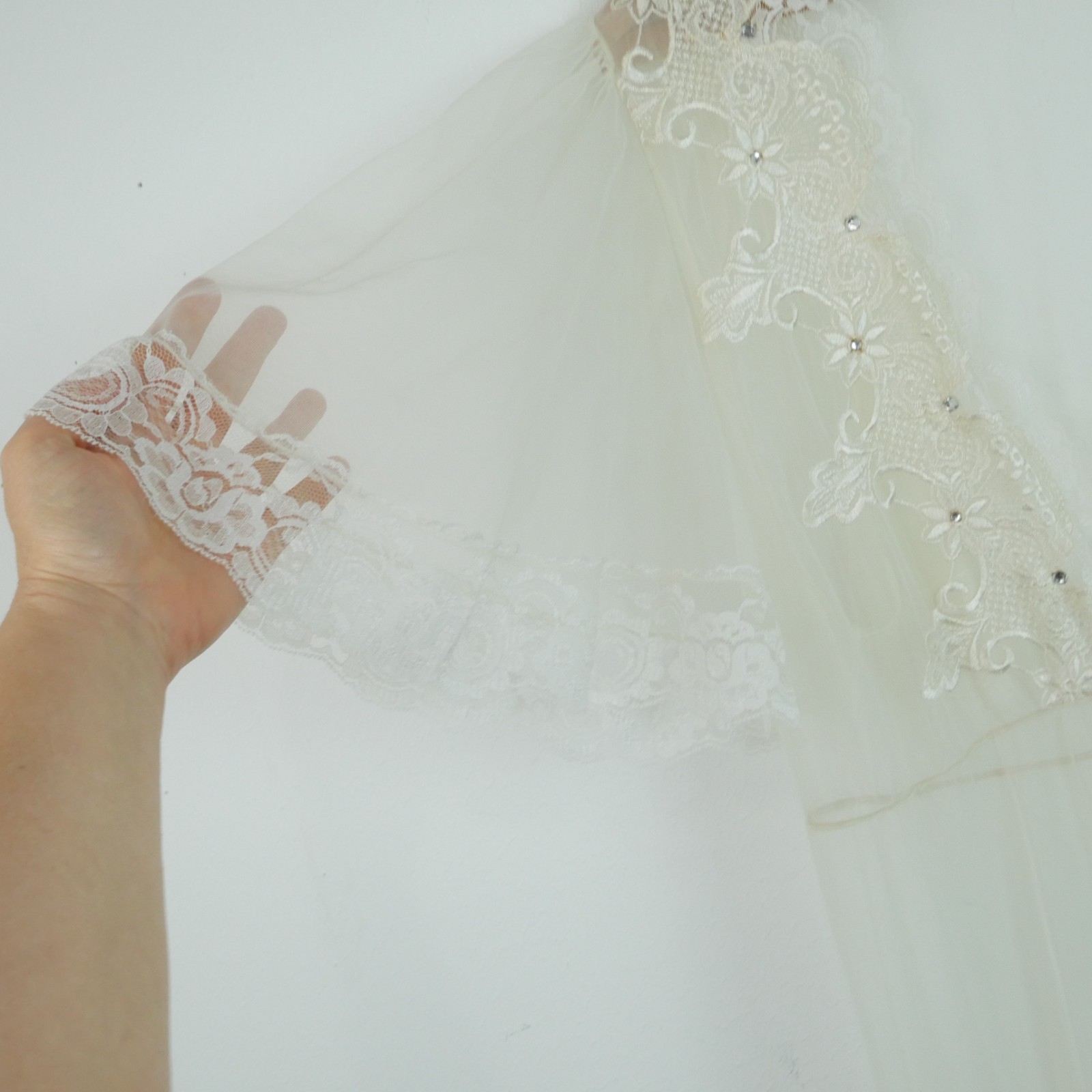 Vintage Val Mode Peignoir Set Sheer Nylon Lace Medium Coquette Bridal Romantic