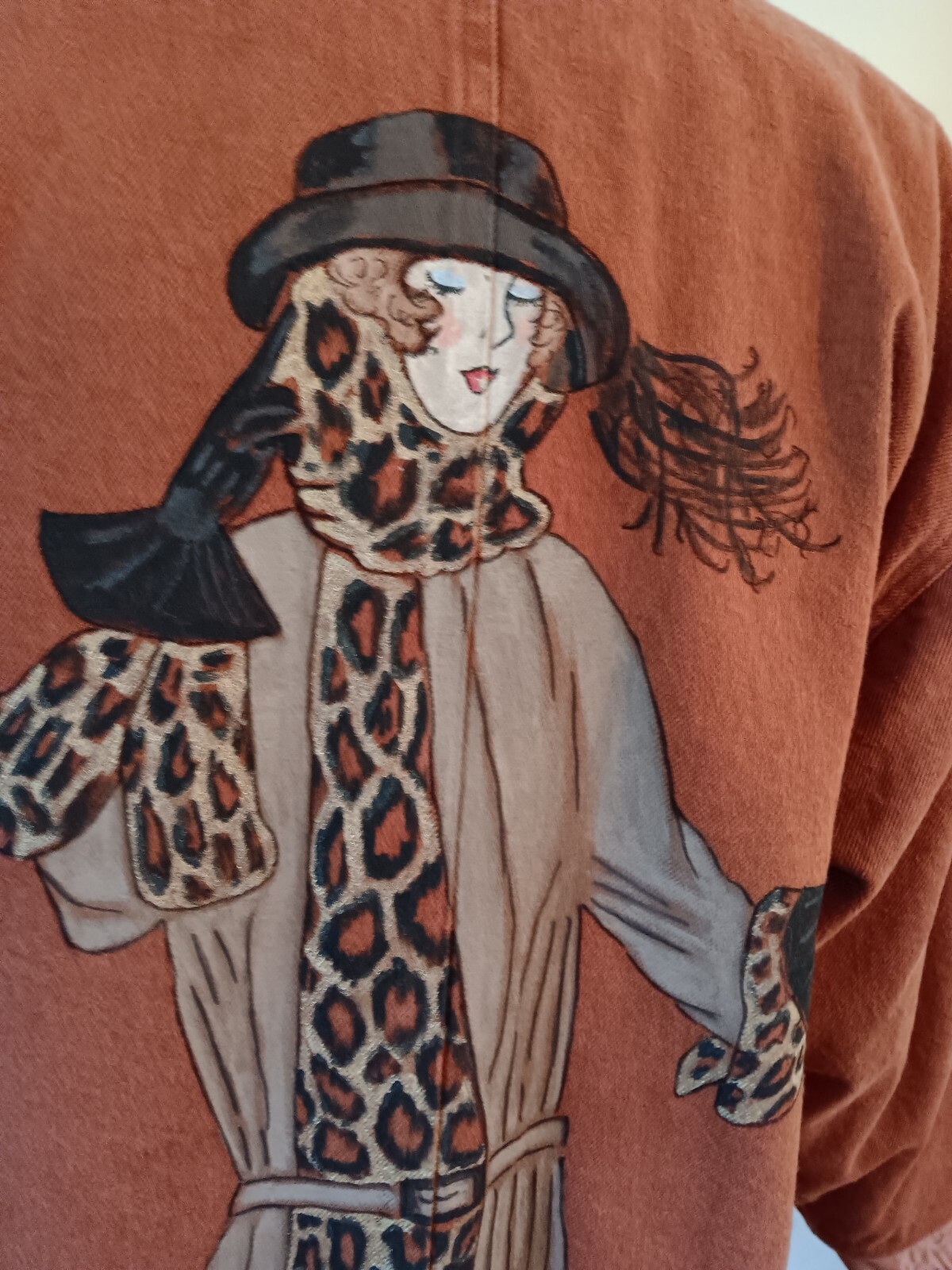 Vintage A YOZIE Hand Painted Long Coat – 100% Cotton Denim – Signed – One Size