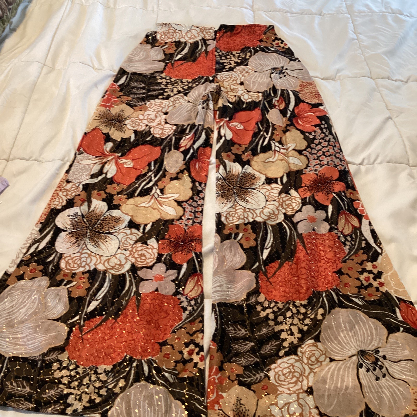 Super Mod 1970’s Vintage Bell Bottom Pants Gold Brown Orange 9/10 26” Waist