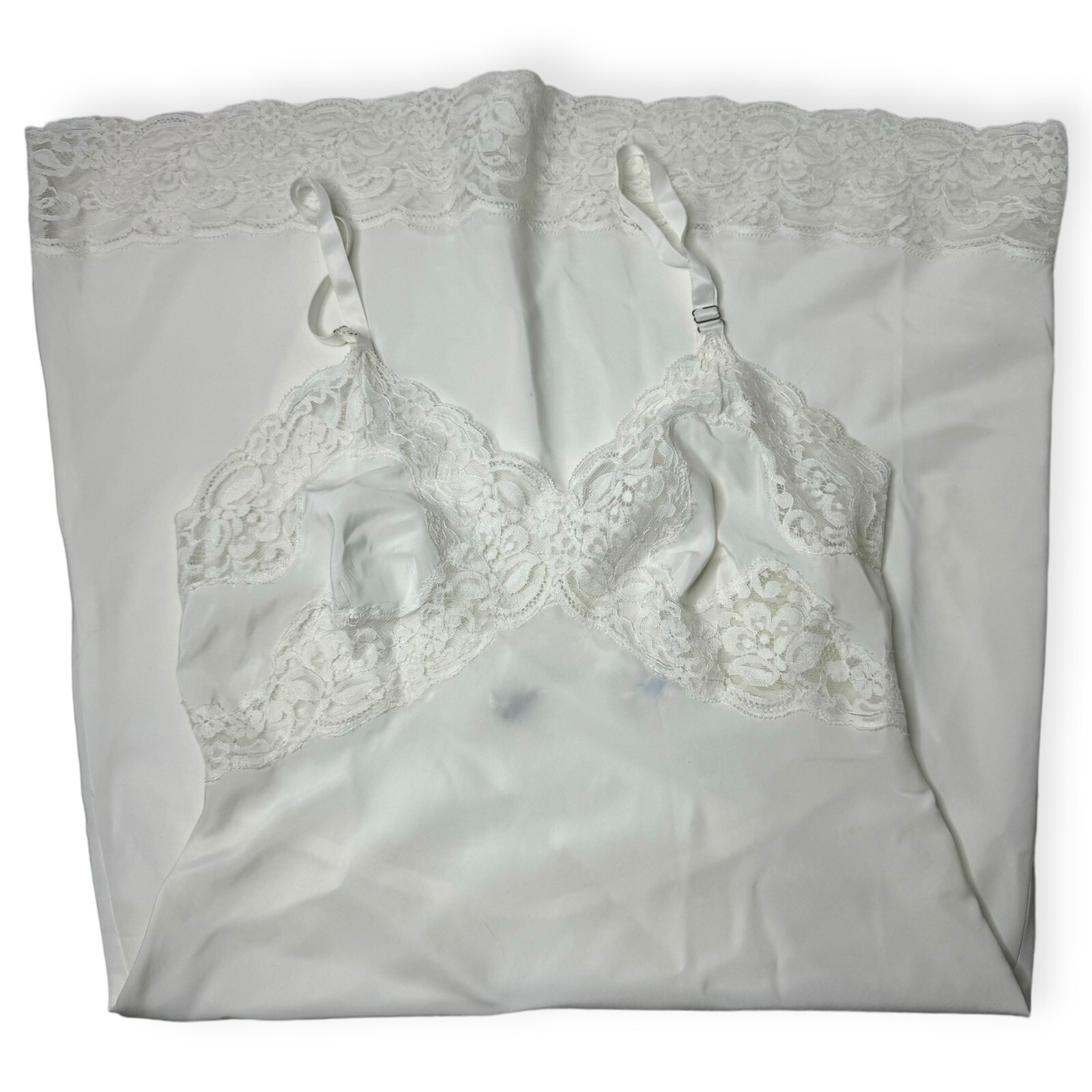Lady Lynne Bonwit Teller Vintage Small Ivory Lace Slip Dress Fitted Adjustable