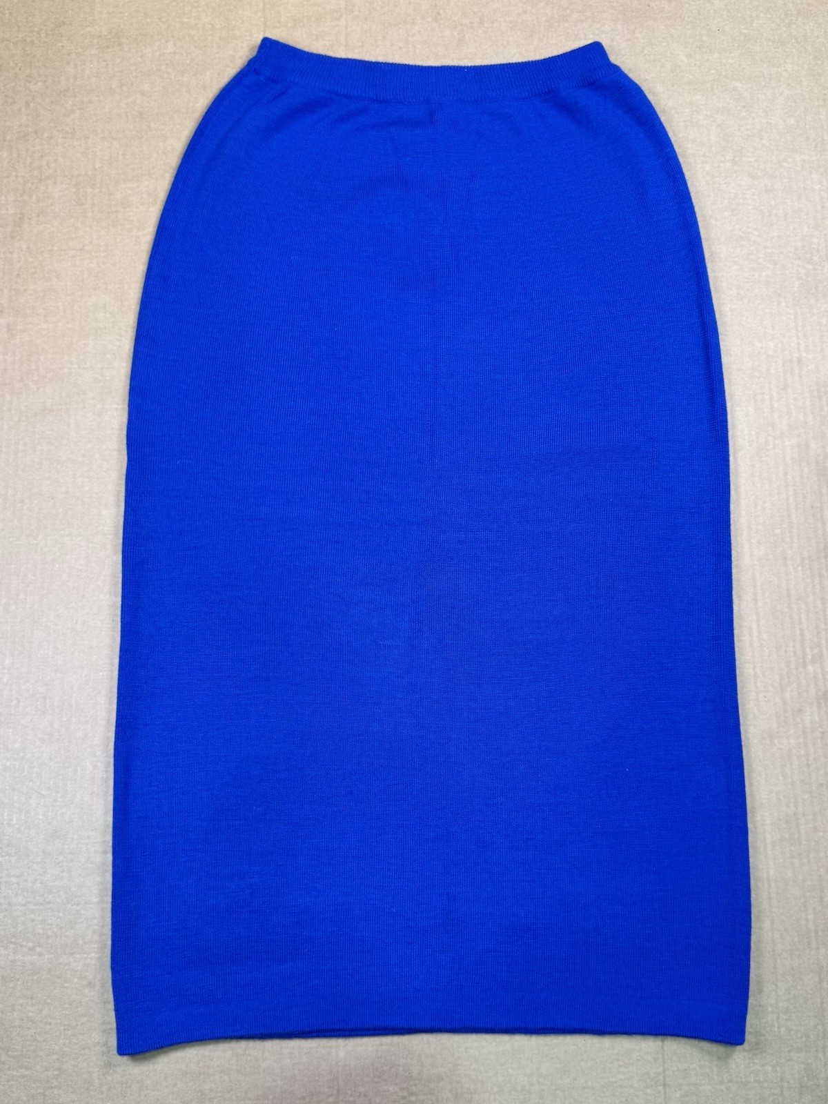 Christian Dior 100% Lambswool Knit Pencil Skirt Blue M Vintage 80s