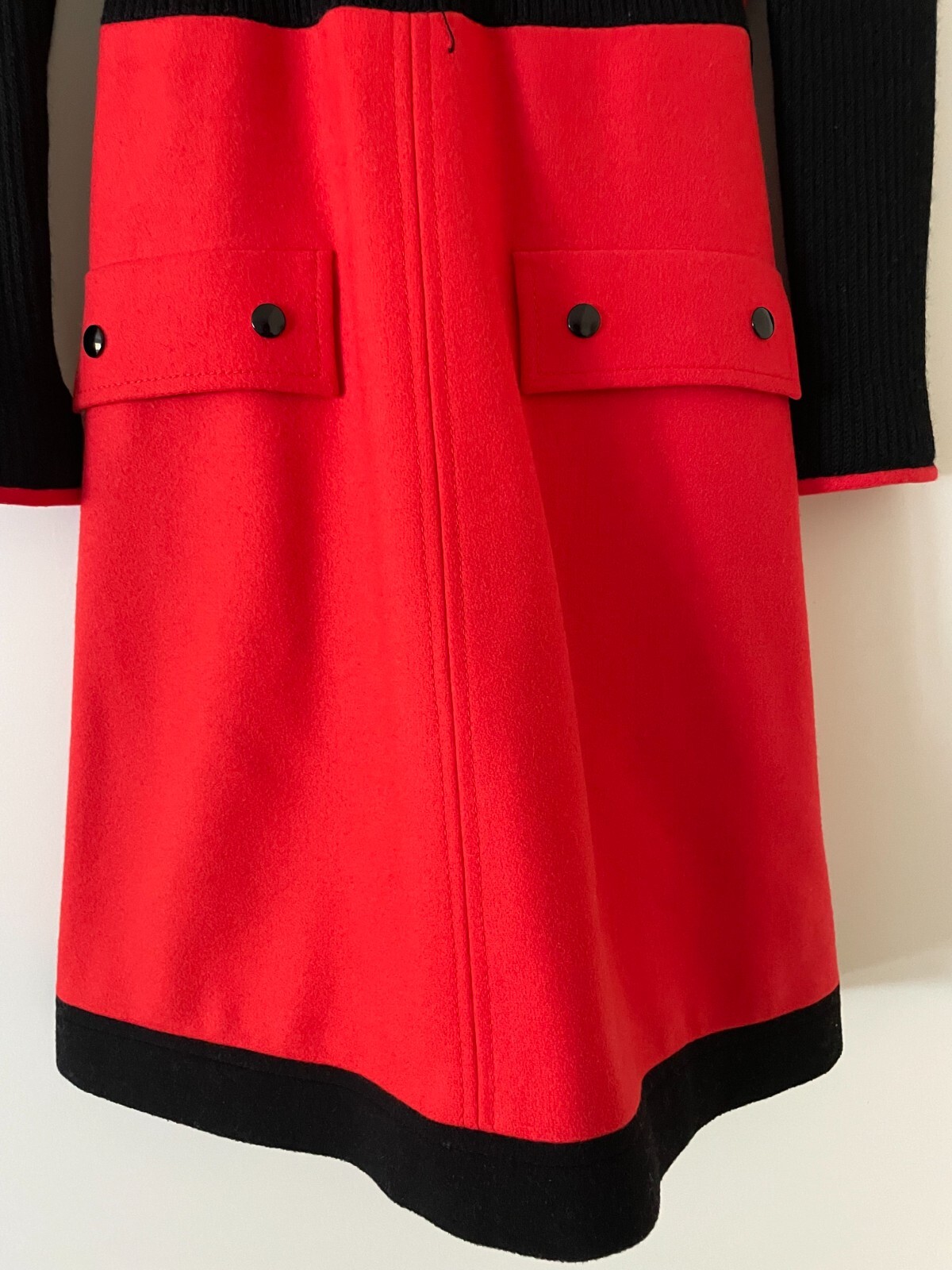 VINTAGE 60s Space Age hero black red knit dress US 2 UK 6 IT 38 FR 34