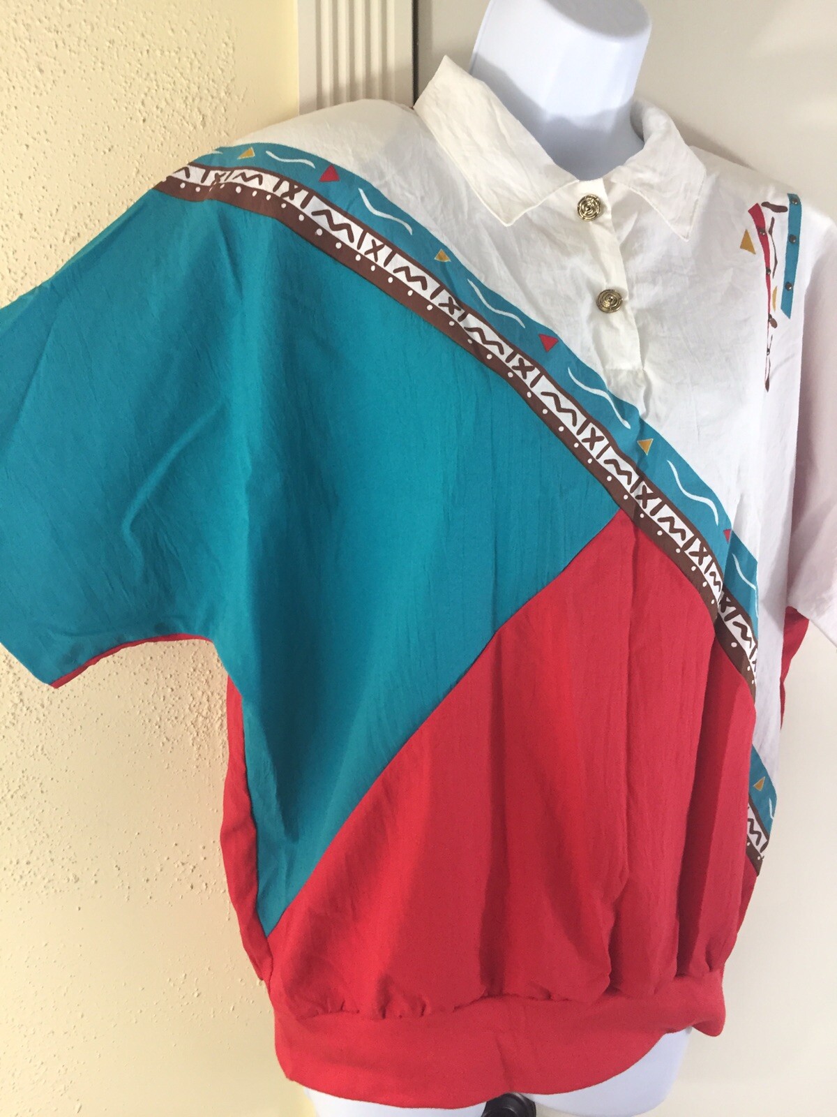 NOS NWT KORET Size Large Retro Western Native American Southwest Top Blouse