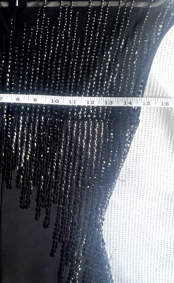 Vintage Black Beaded Sequin Illusion Elegant Evening Gown Women&rsquo;s Dress