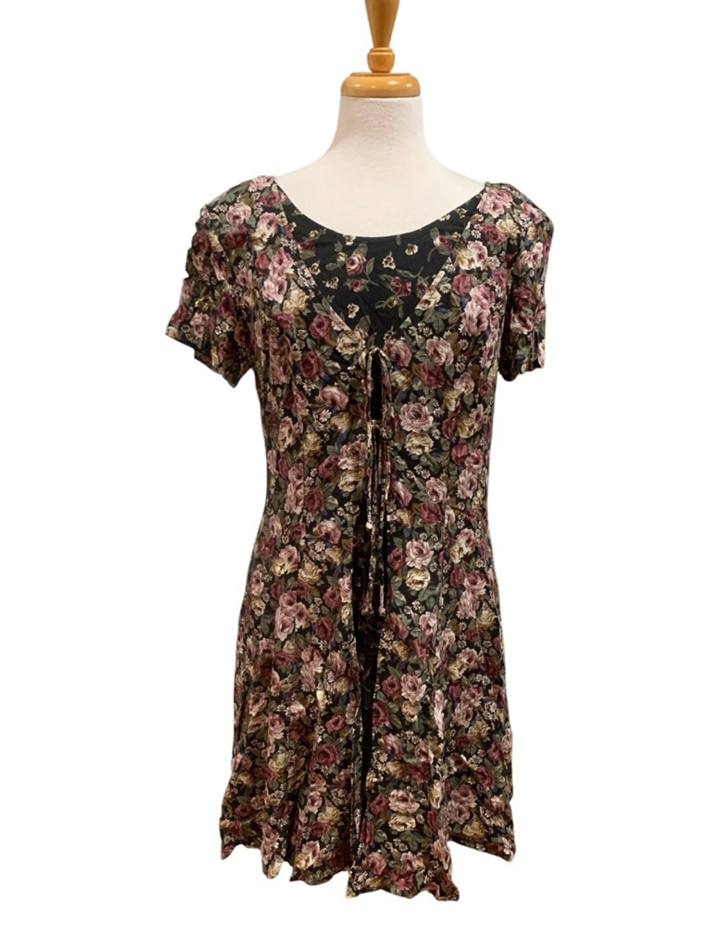 Vntg 90’s Women&rsquo;s All That Jazz Floral Mini Dress Juniors 11 Black Pink