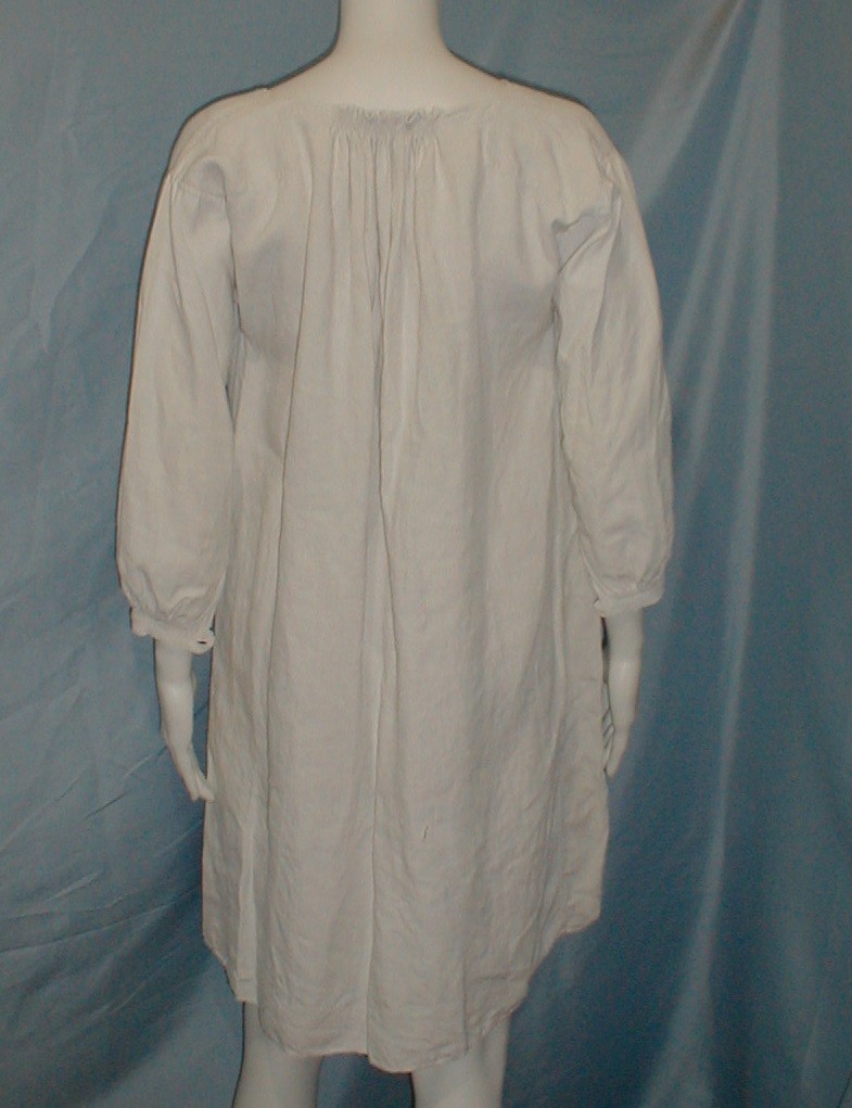 Antique 1820 Regency Nightgown Hand Stitched Home Spun Linen w/ Initials