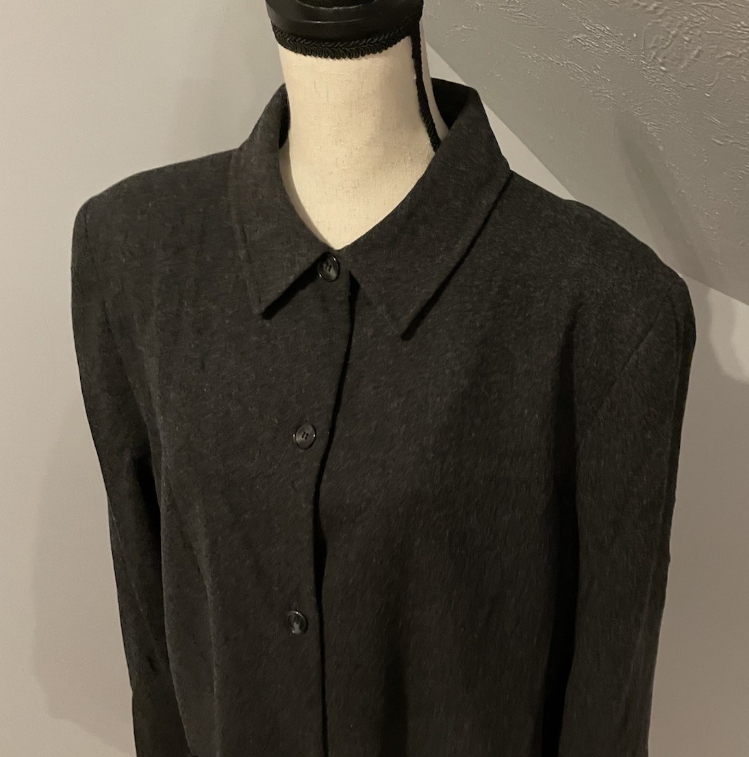 Vintage Pendleton Virgin Wool Full Button Blazer Jacket Size 18 Tall Dark Gray