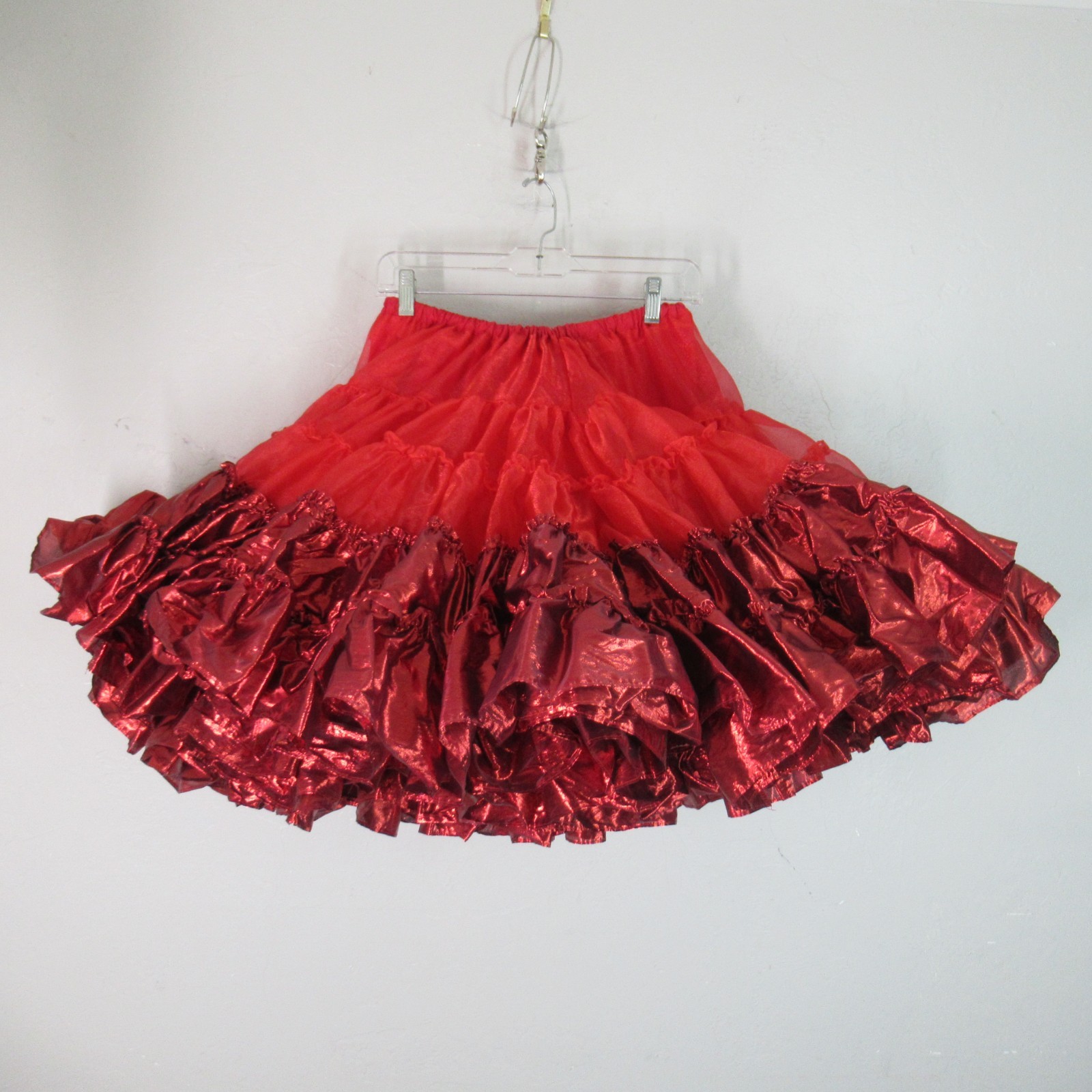 Square Dance Apparel Petticoat M Metallic Red 5 Tier 2 Layer Ruffles
