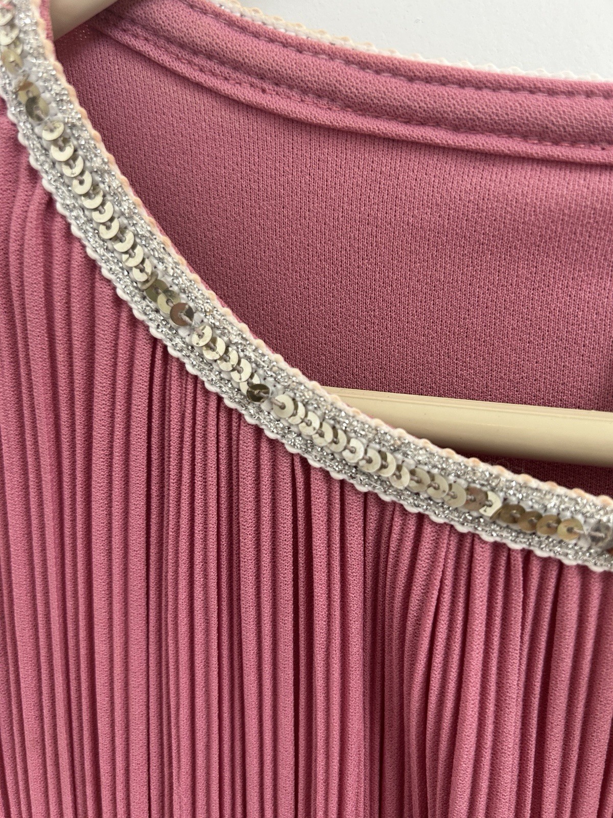 Vintage Pink Dress W/ Sequins Cocktail Evening Party Polyester Size 12
