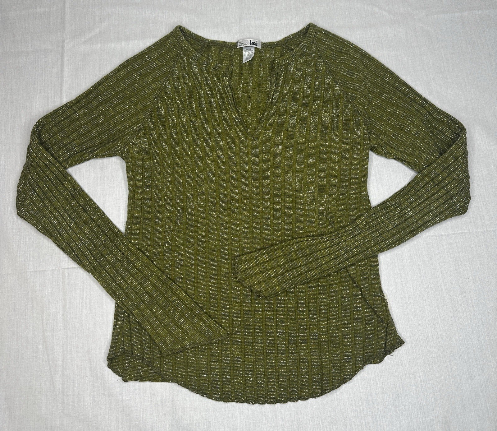 Vintage Y2K L.E.I. Shimmer Top With Slanted Sleeves Size Large (Women’s)