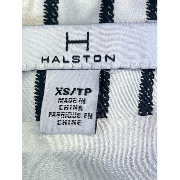 Halston Halter Top Black White Stripe Asymmetric Diagonal Panel Old Money XS