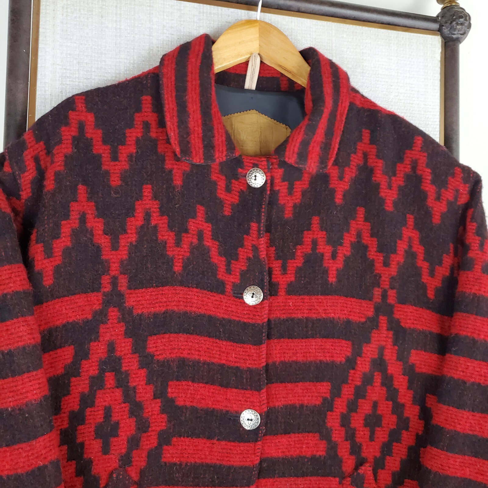 VTG WOOLRICH USA Size Large Womens Wool Aztec Southwest Chore Barn Jacket Coat