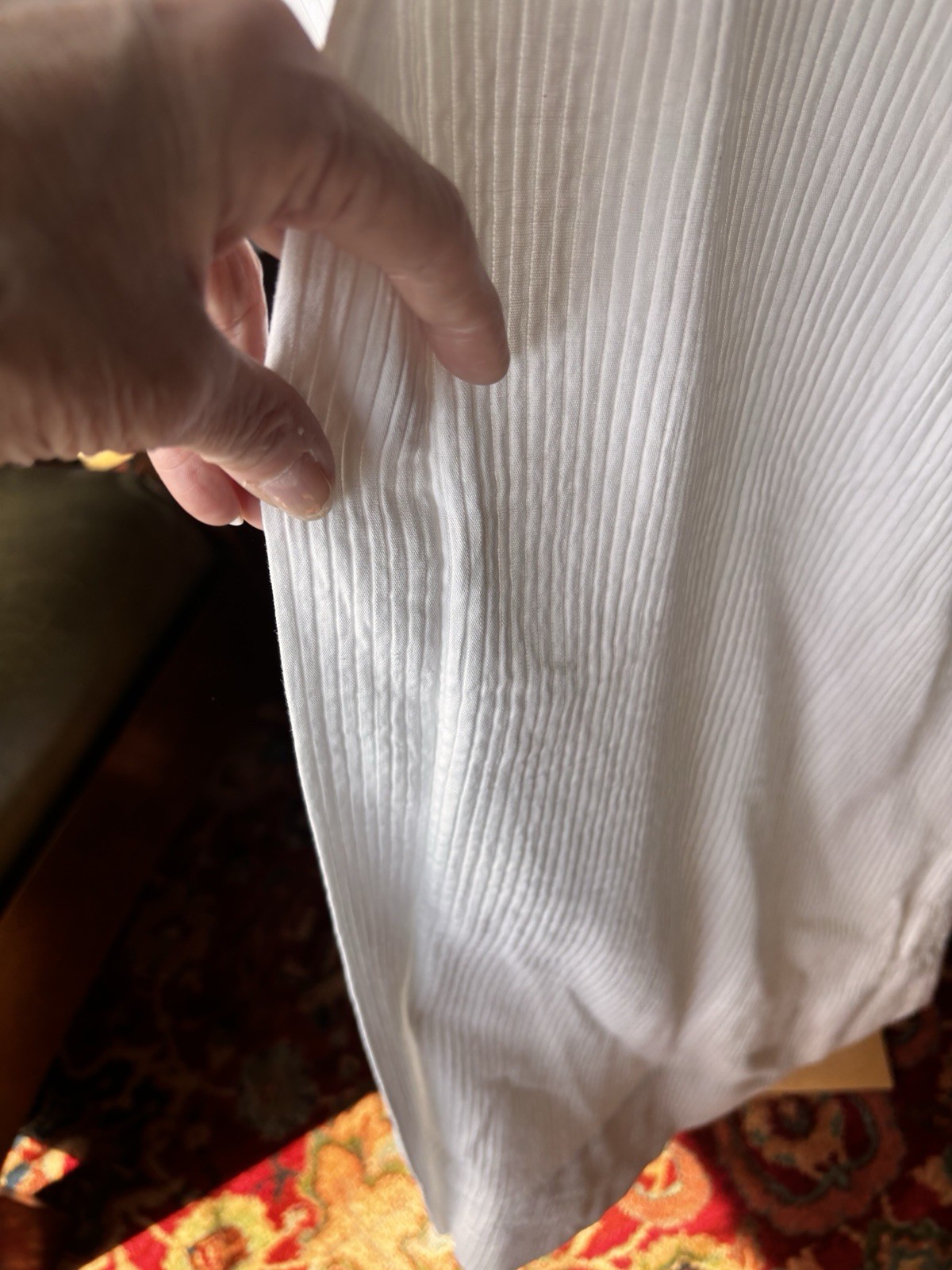 Antique Edwardian Early 1900s White Cotton Dressing Gown Robe Sz S Empire Waist