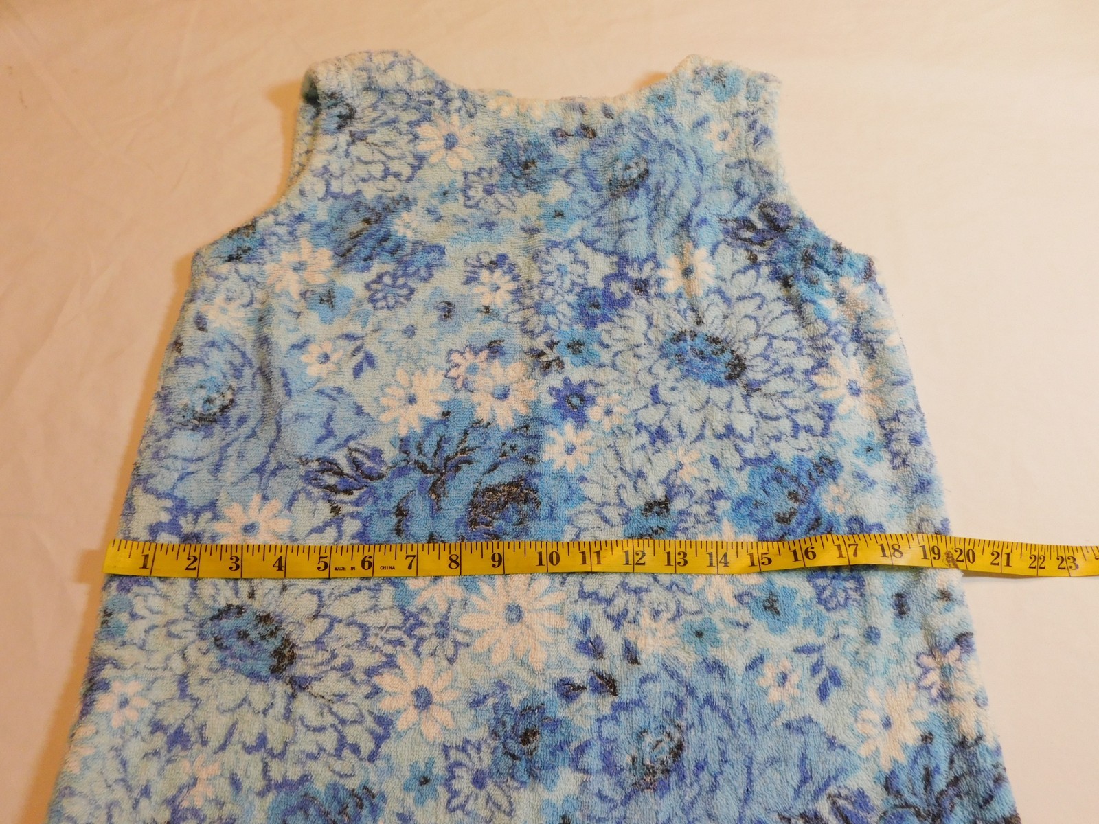 VTG TERRY CLOTH TOWEL DRESS 60&rsquo;s BEACH TOWEL COVER UP GROOVY HANDMADE sz S M