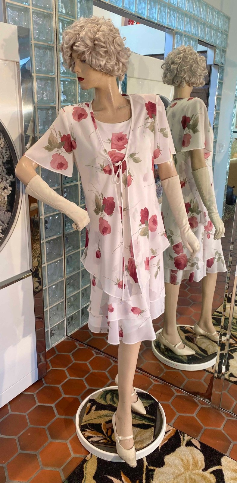 VTG 90s Drop waist Floral Dress Set 2 pc Size 12P