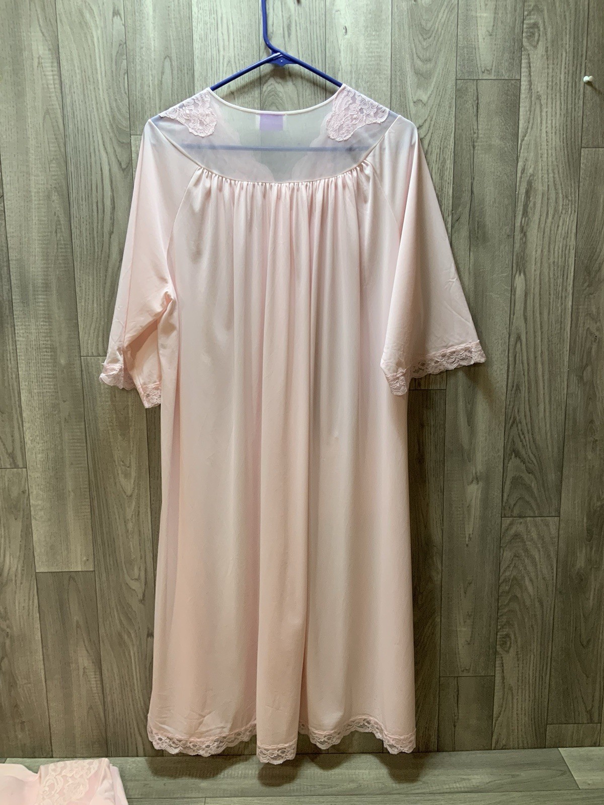 Vintage Shadowline Pink 3 Piece Set Nightgown/Pants/robe House Coat Size 44 Larg
