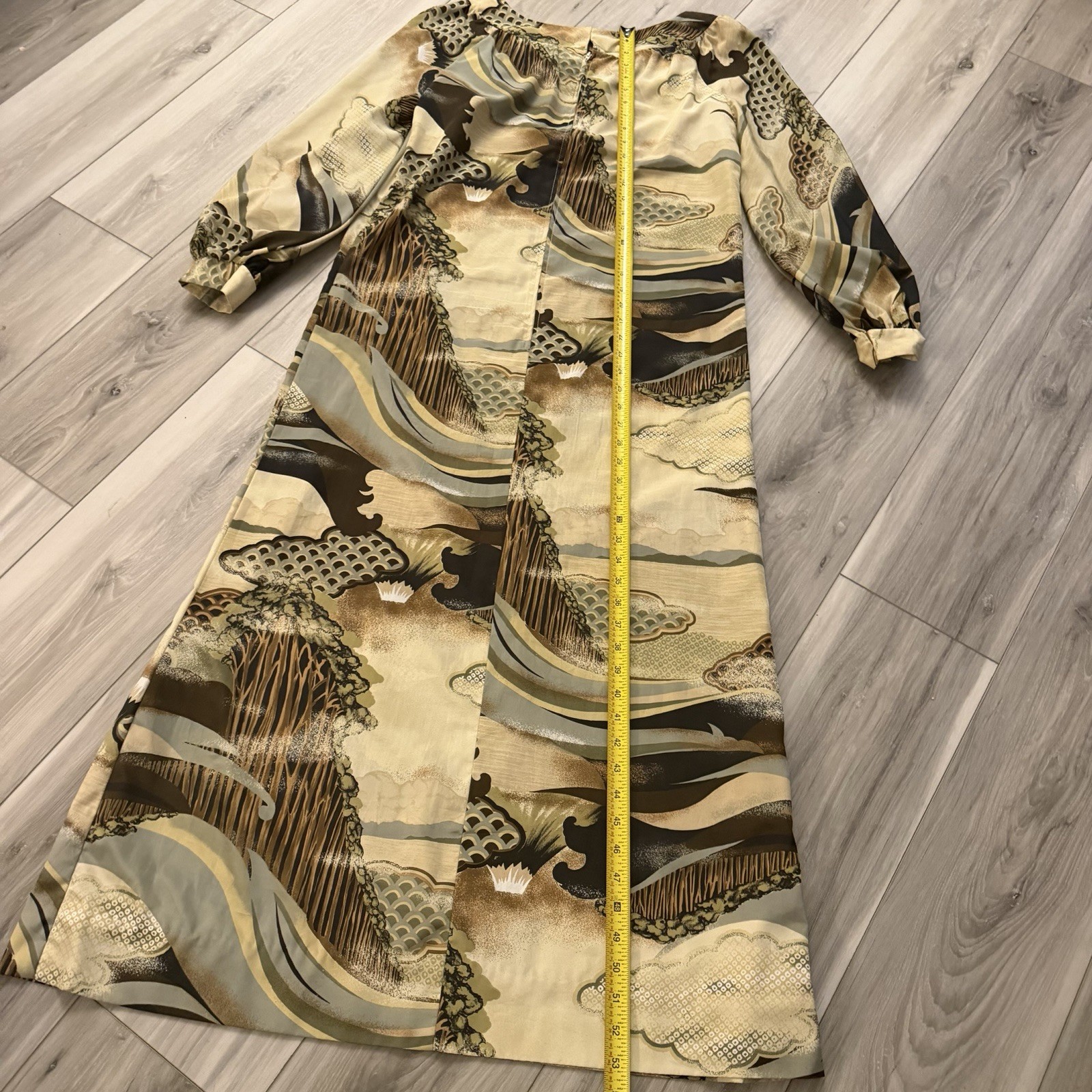 Vintage Alice Of California Earthy Tones Maxi Dress Size S / M Long Sleeve READ