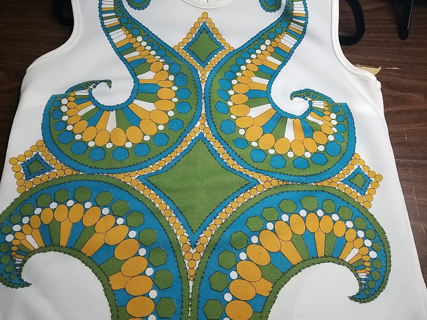 VTG 1960s 70s Mod Tunic Top Sleeveless Psychedelic Art Nouveau Paisley Print M/L