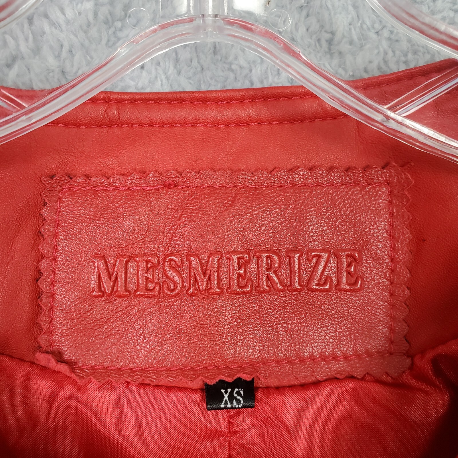 Vintage Womens Crop Lamb Leather Jacket XS Red Biker Harley Moto Full Zip Pocket