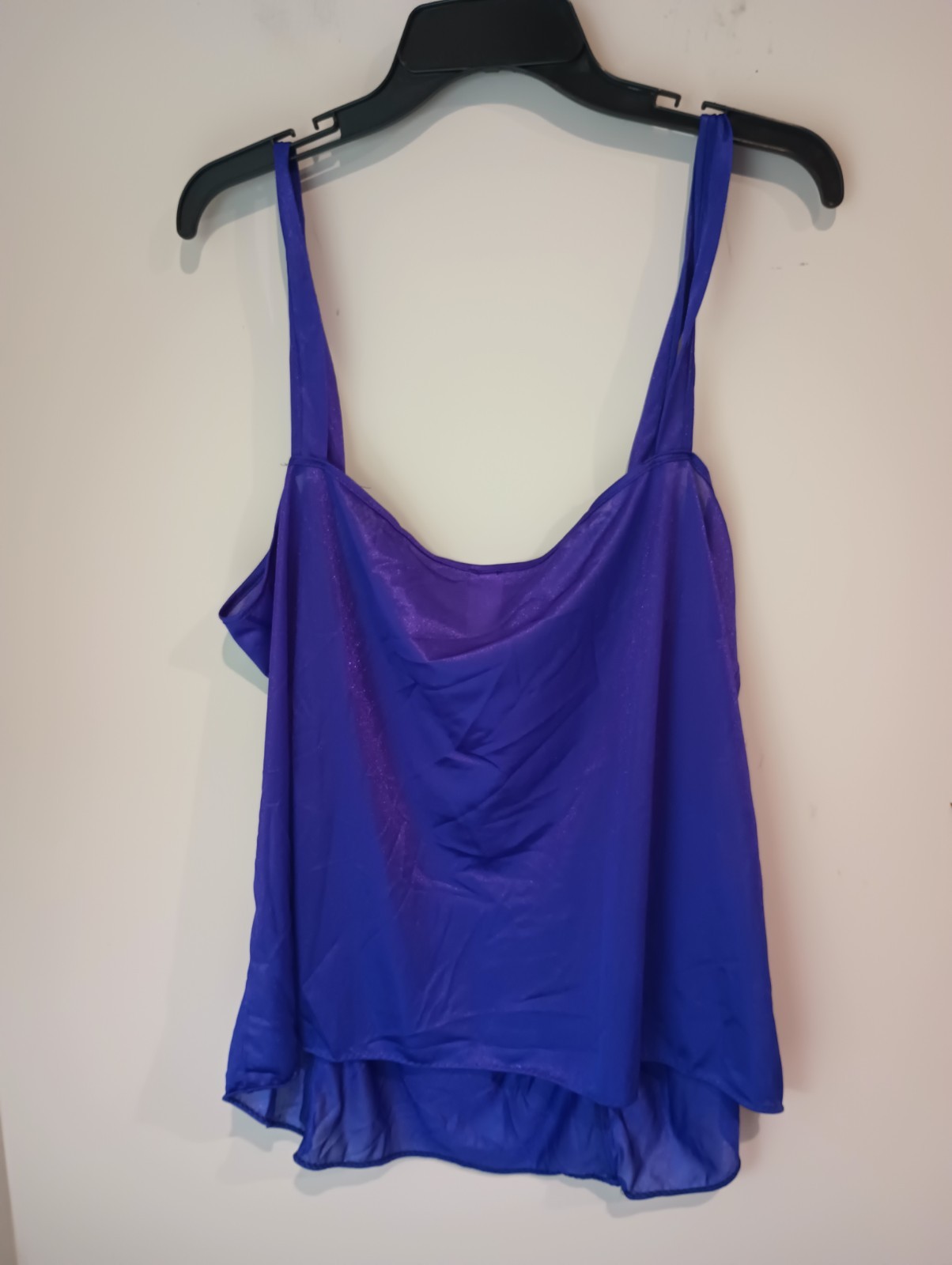 Vintage Movie Star Camisole Slip Tank Top 48 Purple Nylon Lace Whimsigoth Y2K