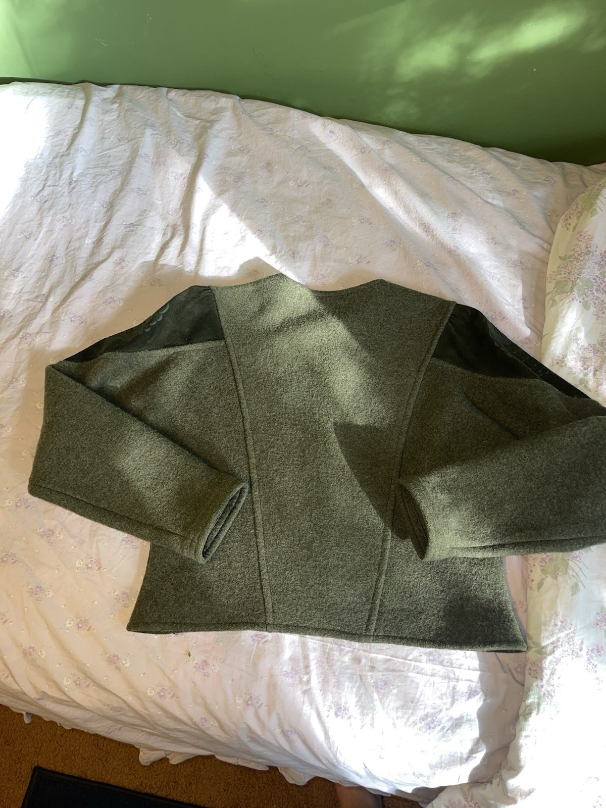 Vintage Austrian Wool Jacket Skirt 2 Piece By Geiger Tyrol Green/Black Size 40
