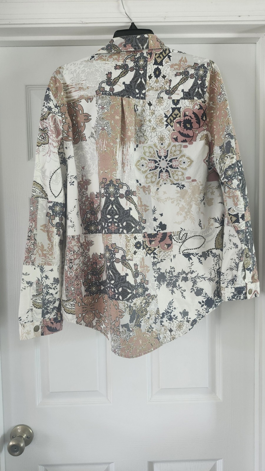 Cato Mixed Print Patchwork Button-Down Jacket/Shirt – Boho Style XL