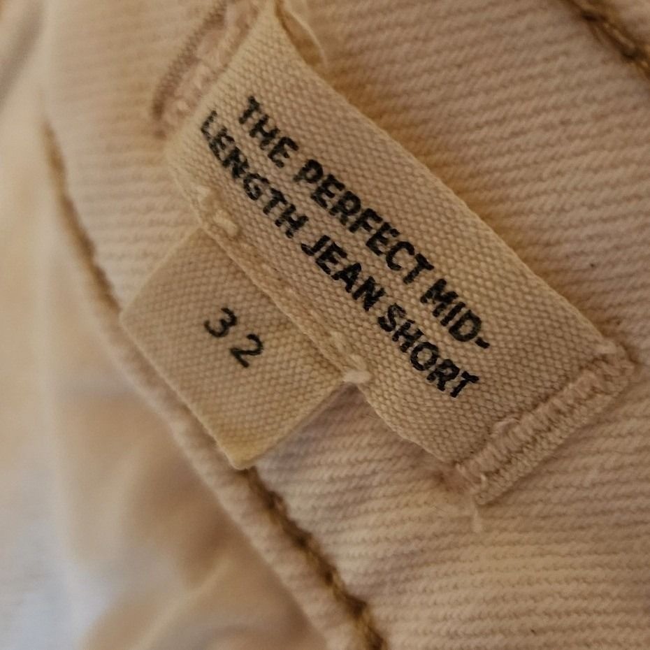 Madewell The Perfect Vintage Mid Length Denim Shorts Ecru Cream High Rise 32
