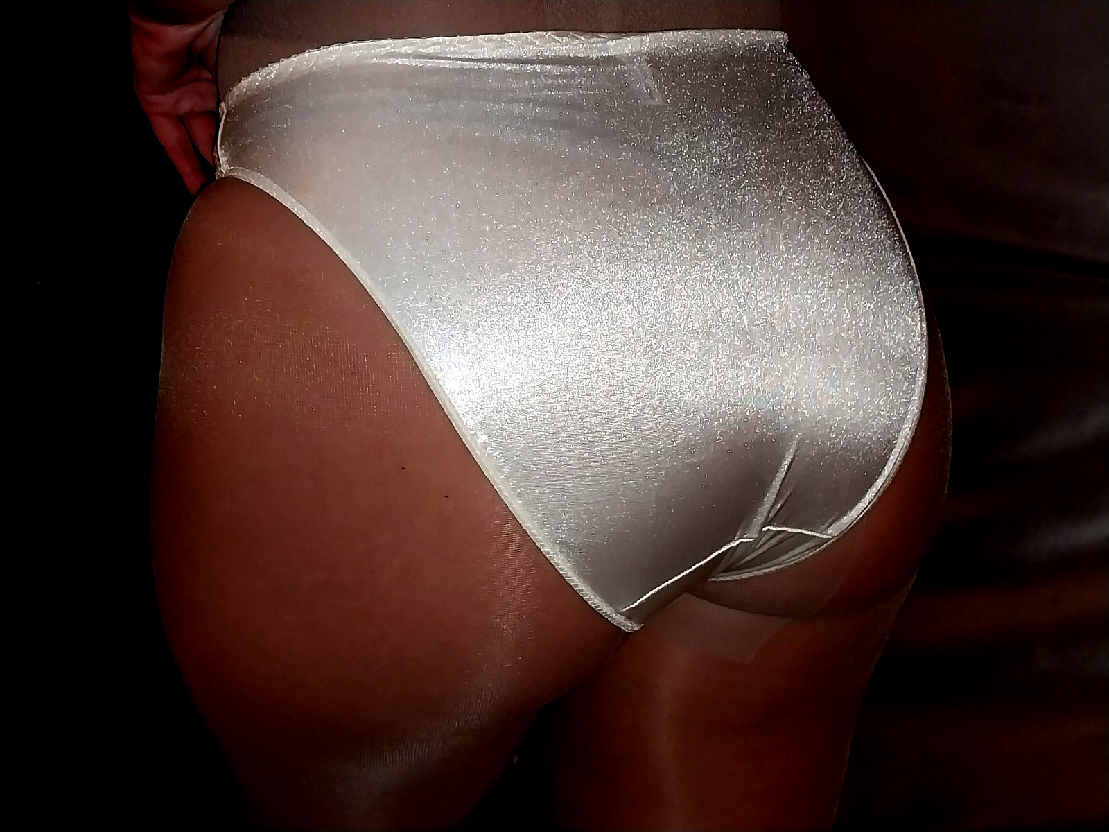 VTG SATIN SECOND SHINY SKINS Baby Blue NYLON SPANDEX HI LEG BIKINI PANTIES 32