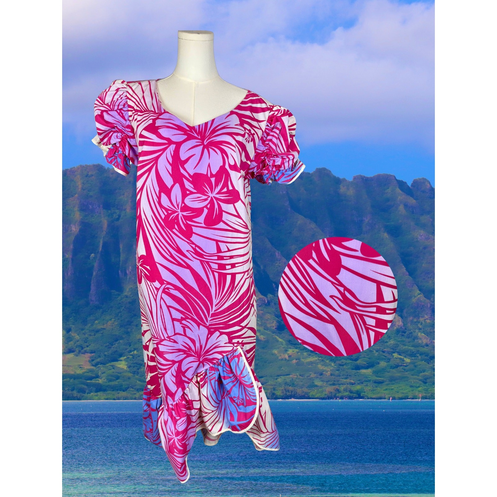 Volup Vintage 80s 90s Anuenue Authentic Hawaiian Botanical Print Miu Miu 2X