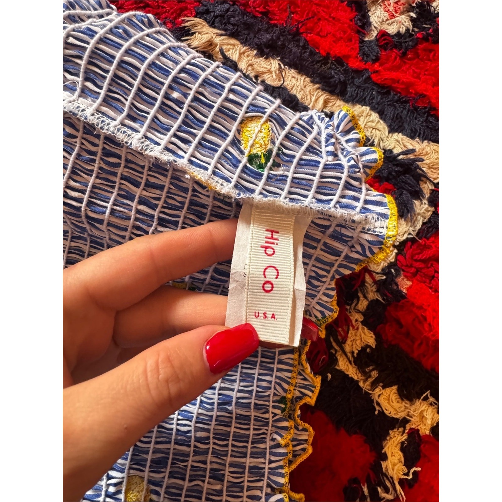 Y2K does 70s Blue and White Pineapple Tube Top Sz S