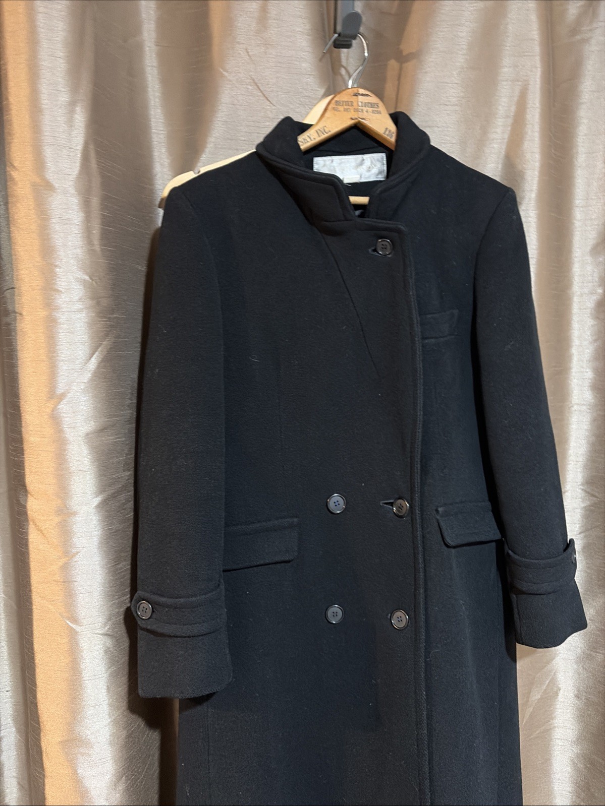 VTG Evan Picone Long 100% Wool Double Breasted Coat Women&rsquo;s Medium Black (8?)