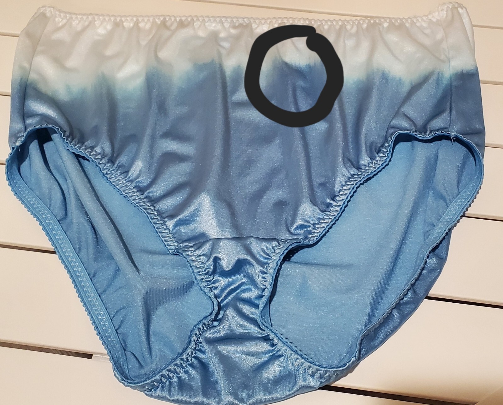 Flawed Vanity Fair Satin Stretch Shiny Panty 11/4XL Blue Sunset Static 40301