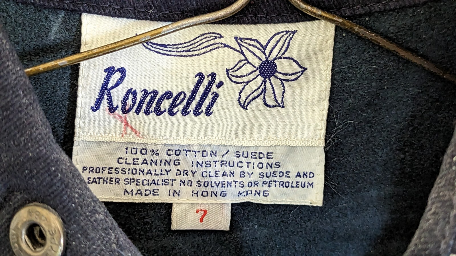 Vintage Roncelli Jacket Early 70s Handpainted Leather Patches EC Hong Kong Sz 7