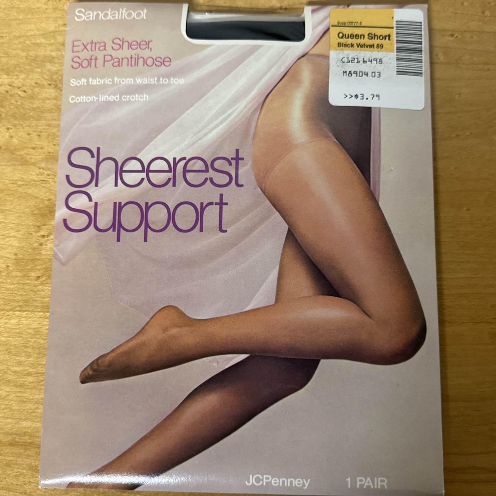 JC PENNEY Sheerest Support Pantyhose Queen Short Navy,Black Velvet,off Black 3pr