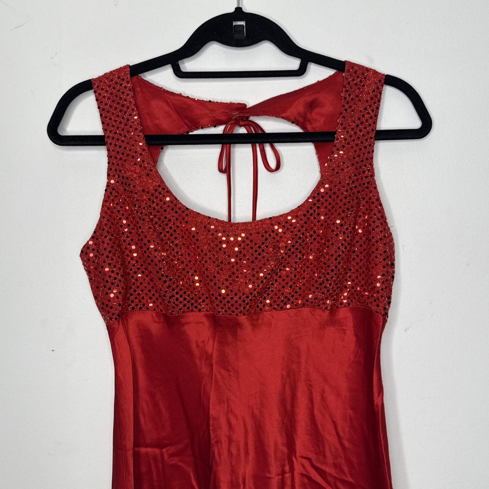 Vintage Steppin’ Out Red Sequin & Liquid Satin Bias Cut Cocktail Dress 11/12