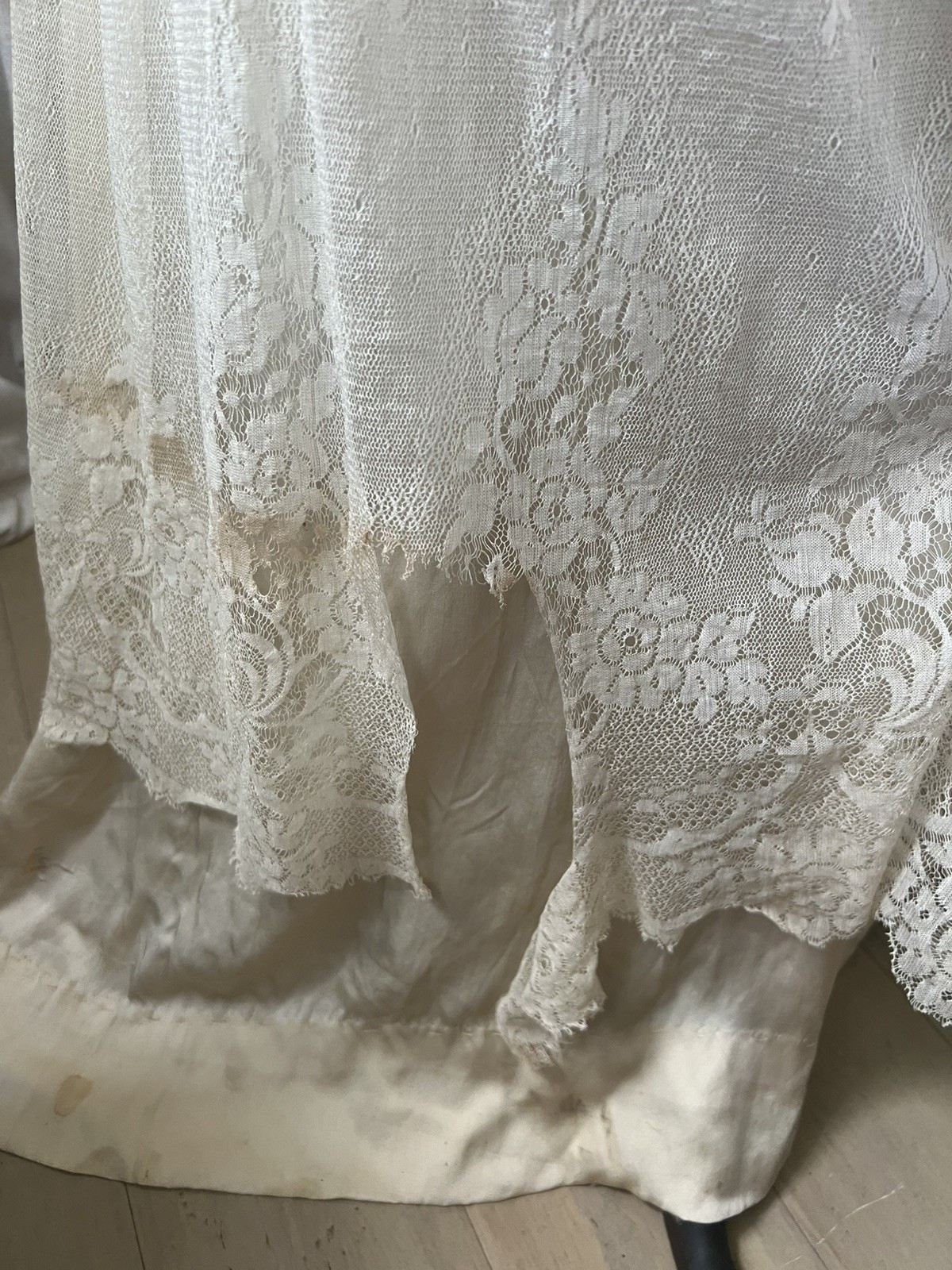 Stunning Antique Edwardian Silk Lace Wedding Dress with Original Shoes