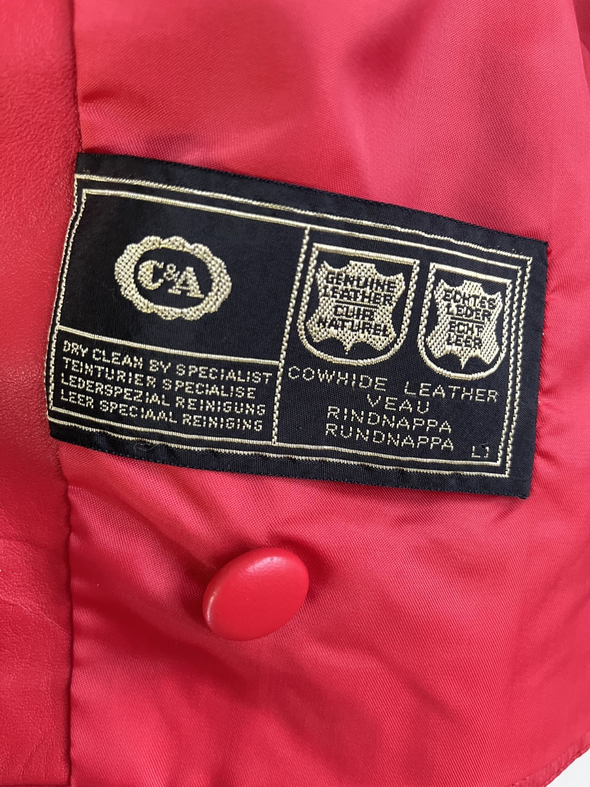 Vintage 1980s Cherry Red Genuine Leather Cropped Jacket & Pants Set Size 36