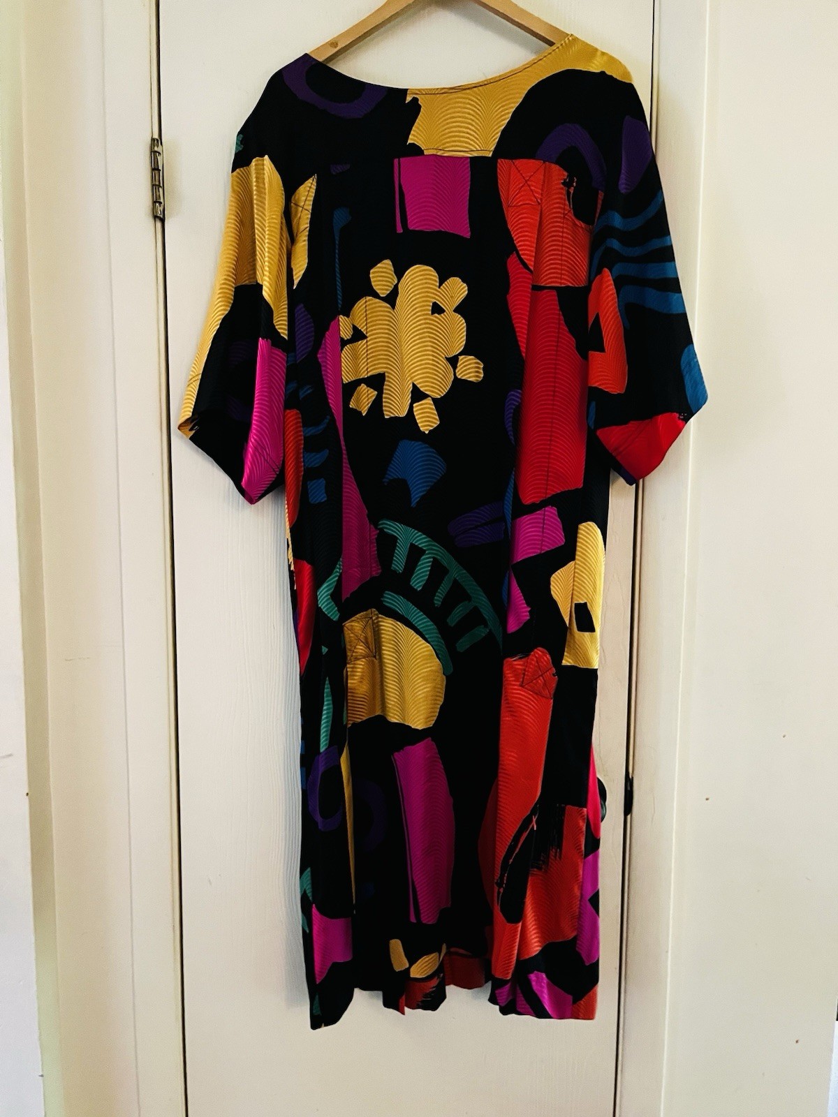 VTG Silk Abstract Avant Garde 20s Style Sheath Boho Hong Kong Dress 8