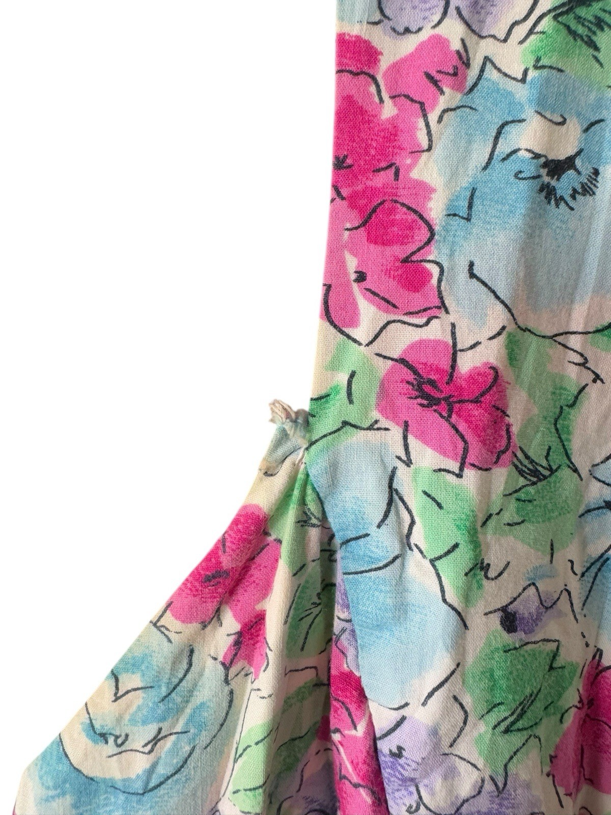 Vintage Allison Blair Multicolor Bright Floral Sleeveless Midi Dress Medium