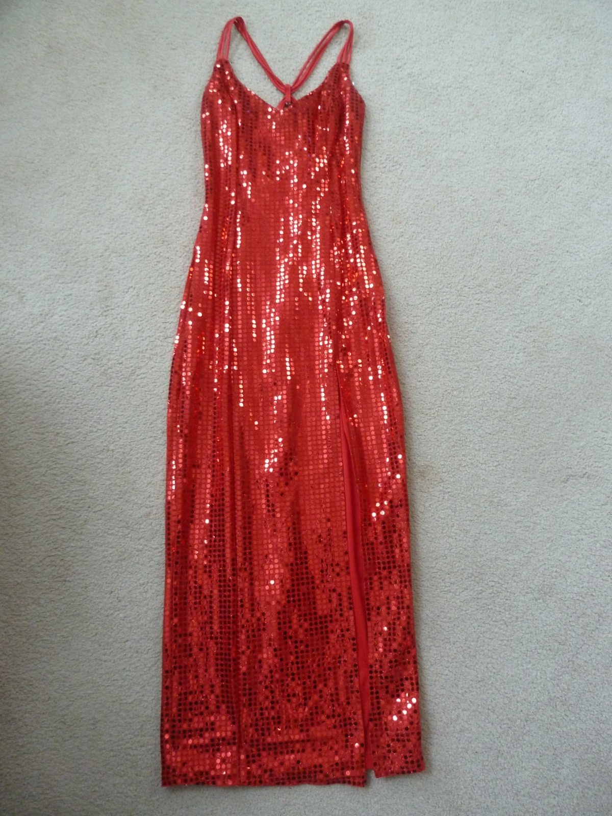 Vintage 1990’s L.A. Glo Size 7/8 Red Sequins Holiday Prom Party Formal Dress