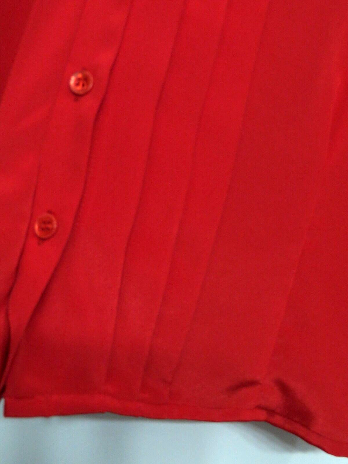Vintage Leslie Fay Button Up Blouse Shirt Womens Petite Size 4 Small Bright Red