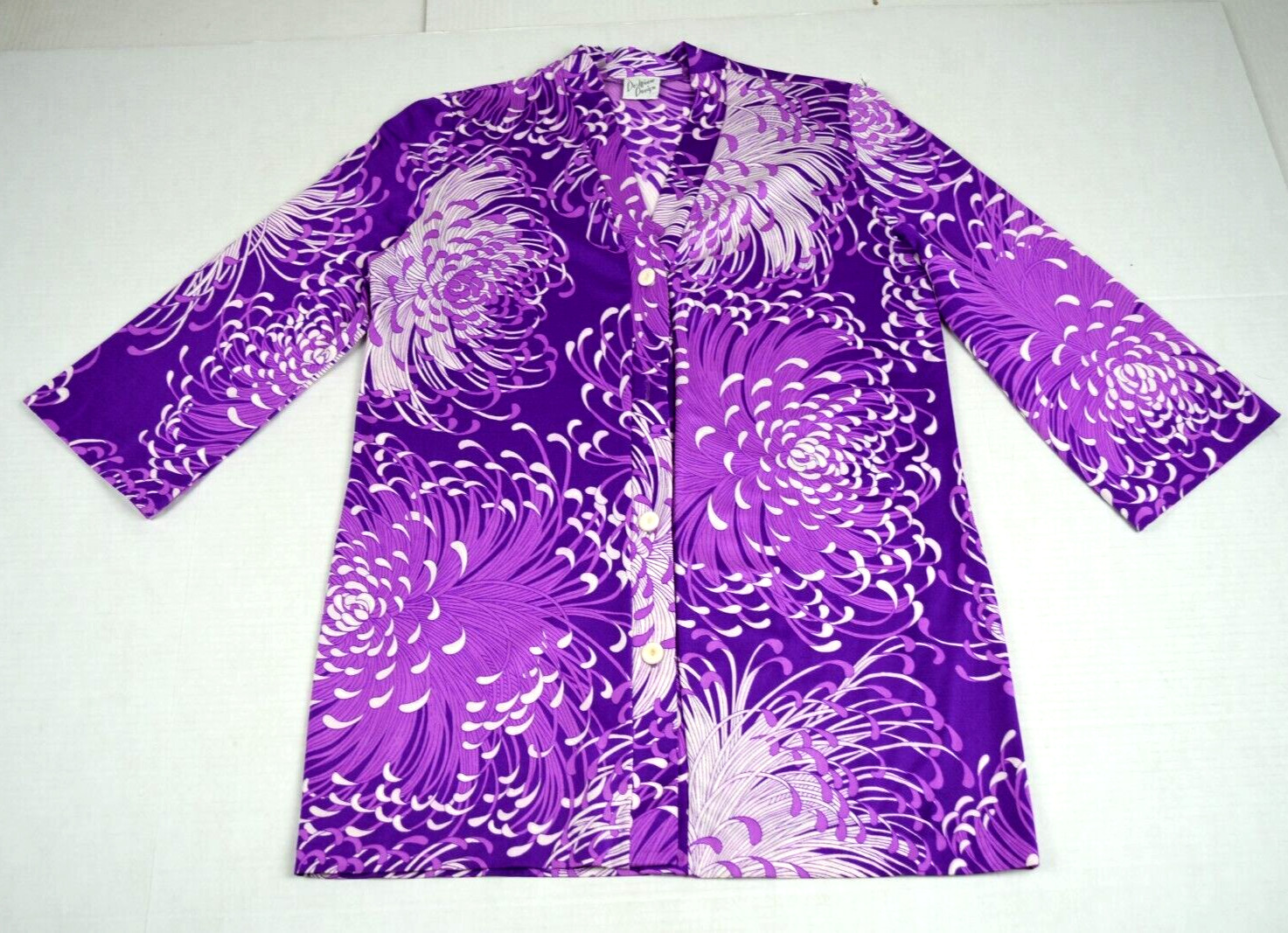 Vintage Pool Cover Shirt DeWeese Design 60s Gorgeous Purple White Sheen Made USA