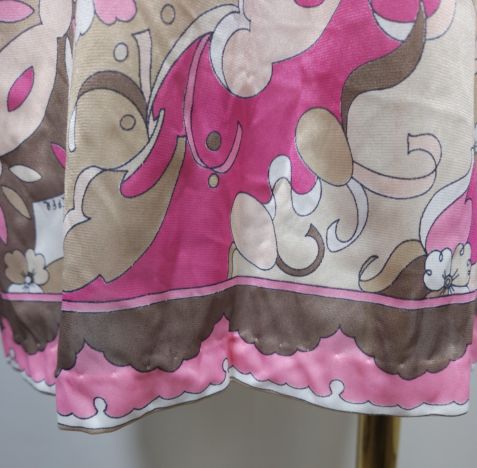 Vintage Emilio Pucci Nylon Mini Dress Form Fit Rogers Pink Tan Women&rsquo;s Size 34