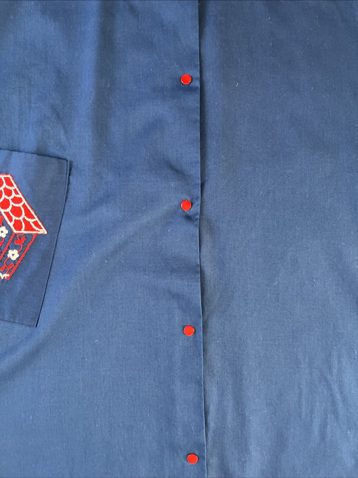 Vintage Smart Time Snap Front Blue Patio House Dress W/Belt-Size Medium