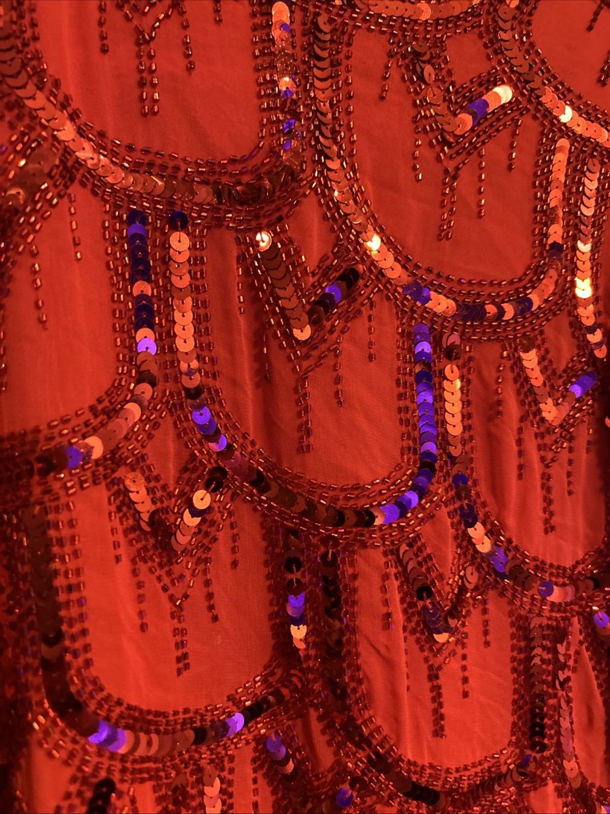 Vintage Niteline Silk Red Blouse Beaded Sequin Medium Christmas Holiday Party
