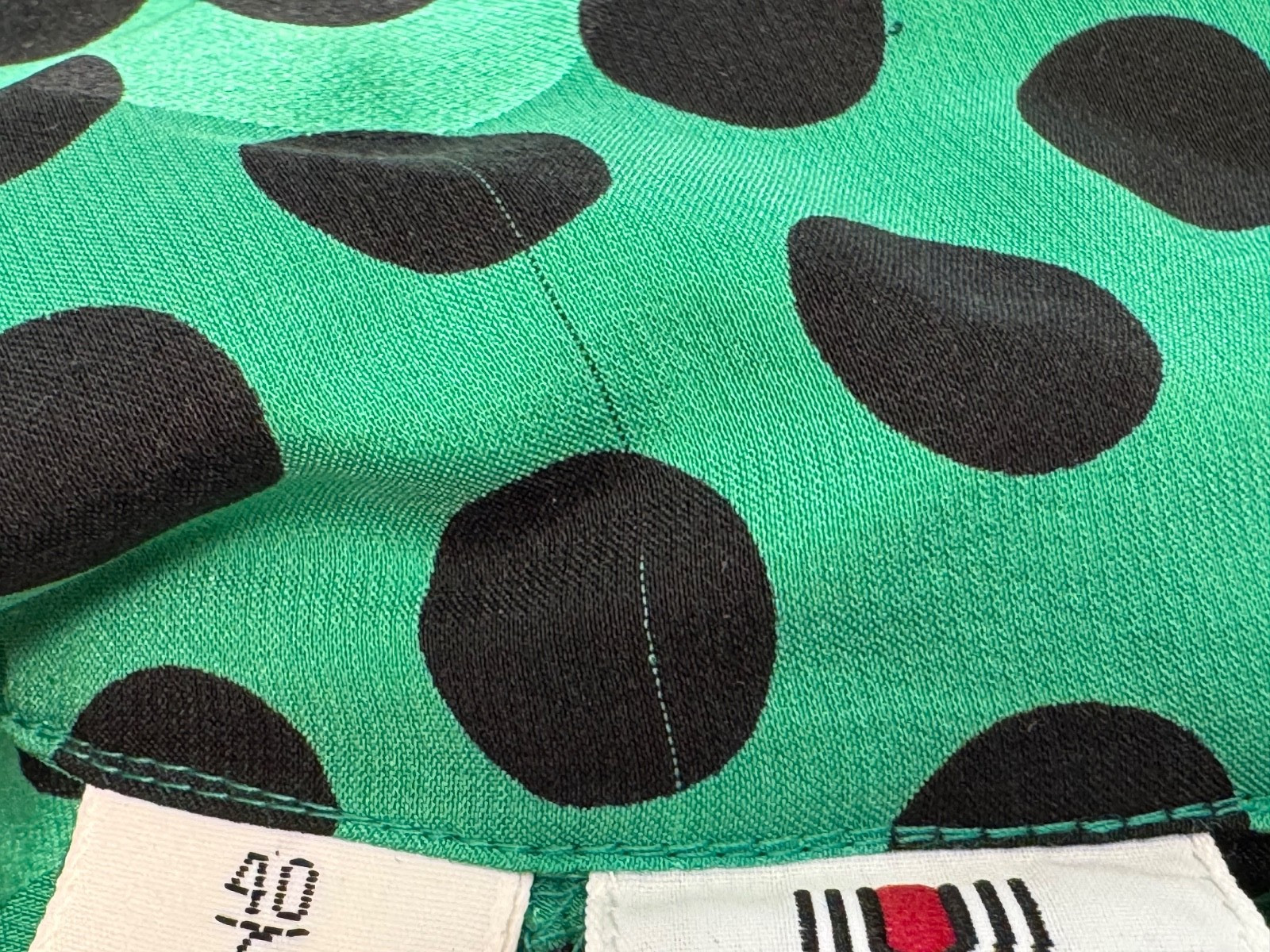 Vintage Emanuel Ungaro Ter silk green black polka dot dress size 6
